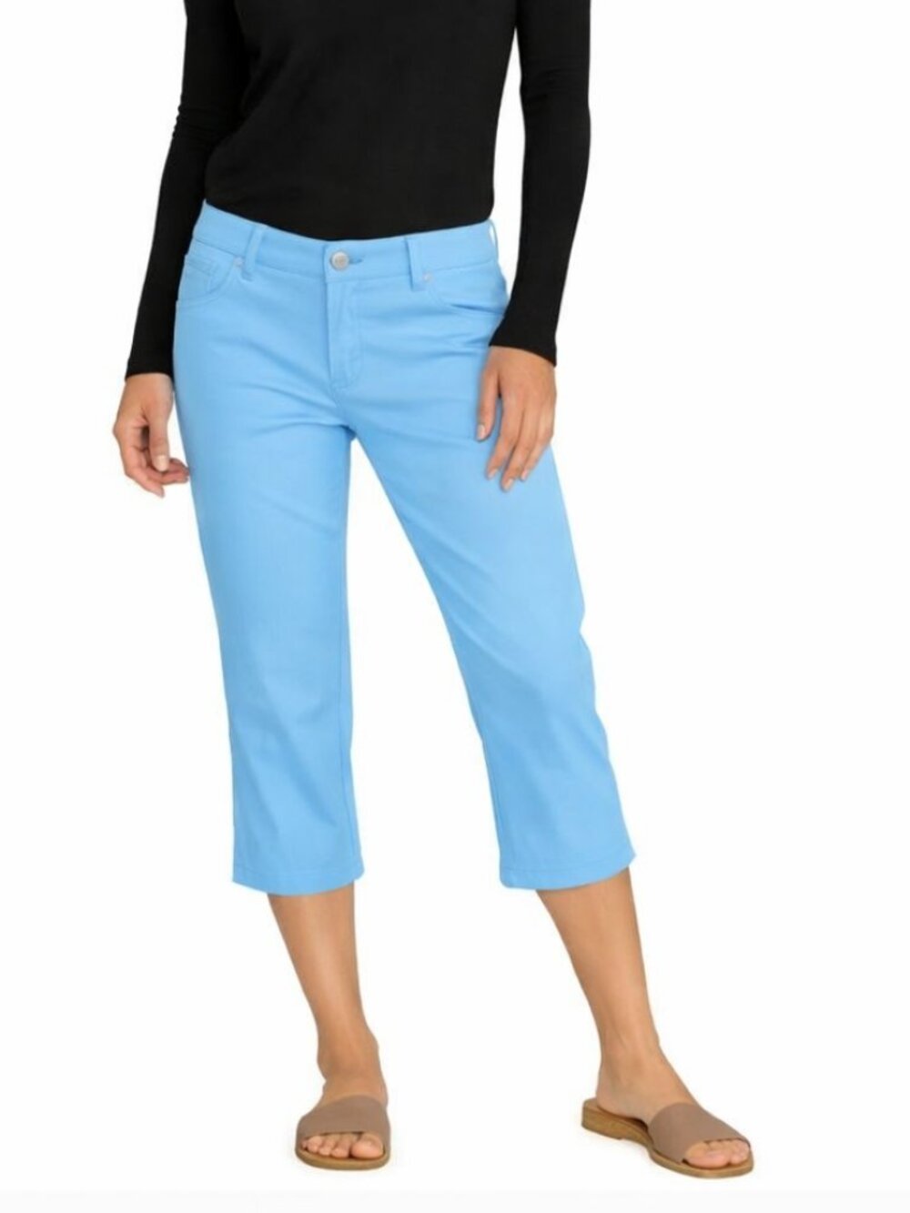 Khaki's & Co Light Blue 4 Pocket Stretch Cotton Capri Pants - Size 8